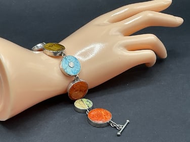 Sandy Baker Artisan Signed Sterling Silver Bracelet