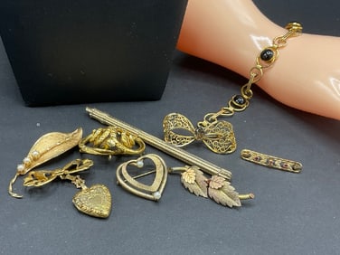 Compiled Gold Tone and Gold Filled Jewelry Group