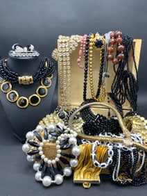 Estate Compiled Vintage Jewelry Necklaces, Belts, Earrings Etc.