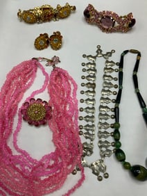 Estate Compiled Vintage Rhinestone and Glass Bead Jewelry Lot