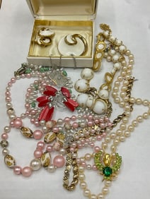 Compiled Vintage Costume Jewelry Grouping- Trifari, Lisner, Mosell, Crown Trifari