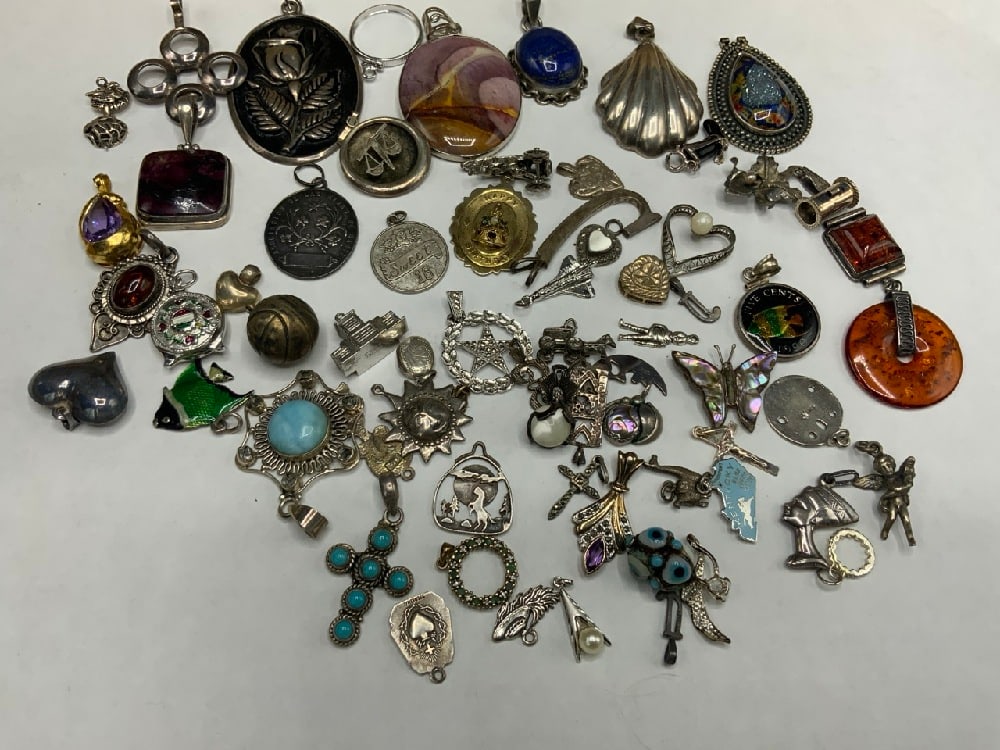 Large Vintage Group of Sterling Silver Pins, Pendants and Charms (1 of 5)
