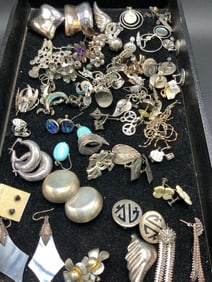 Large Group Compiled Sterling Silver Earrings