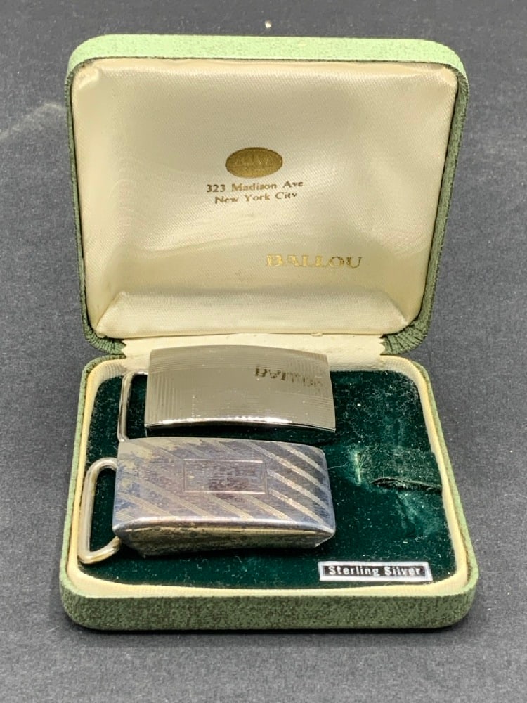 Two (2) Vintage Art Deco Sterling Silver Belt Buckles: Two (2) Vintage Art Deco Sterling Silver Belt Buckles. One is AnsonTotal Weight 38.8 grams