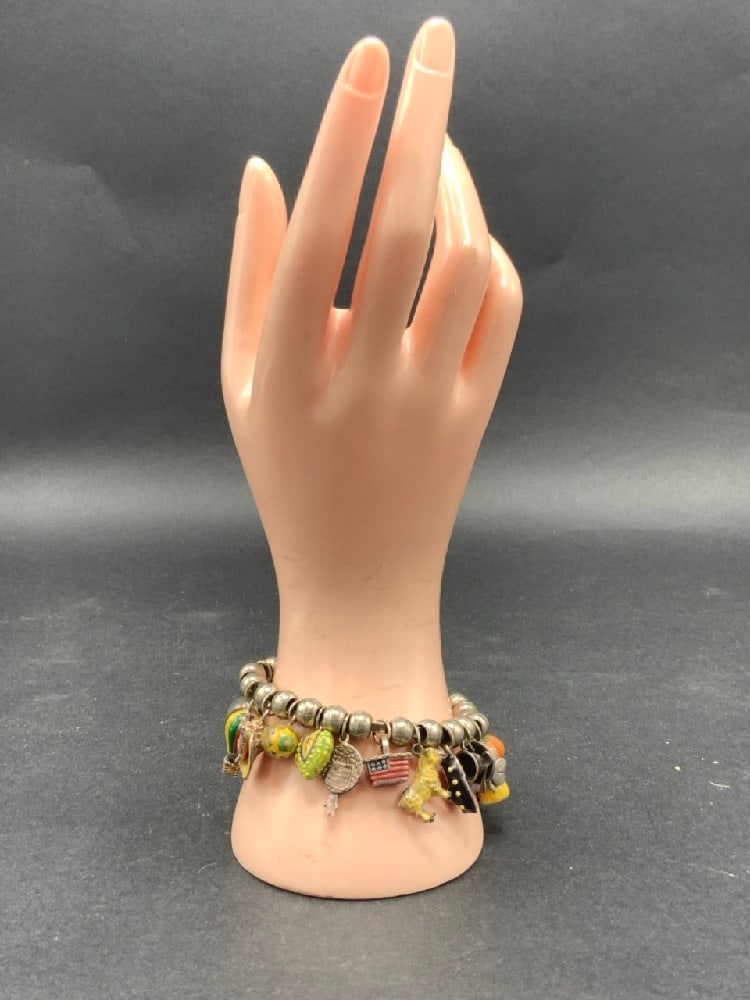 Sterling Silver Signed Brown County Charm Bracelet: Sterling Silver Signed Brown County Charm Bracelet.Total Weight 82.4 grams