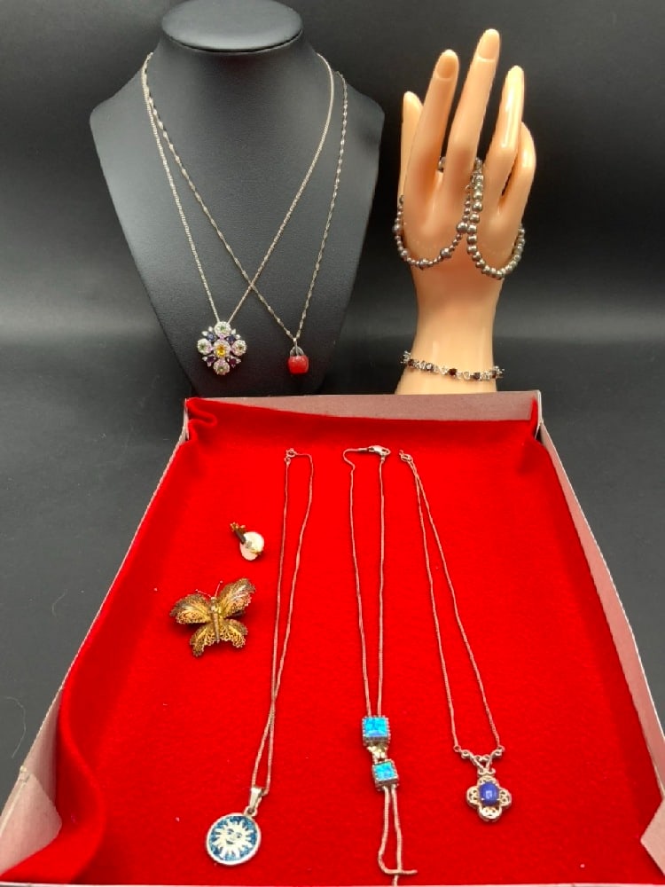 9 Piece Sterling Silver Jewelry Group w/ Taxco (1 of 4)