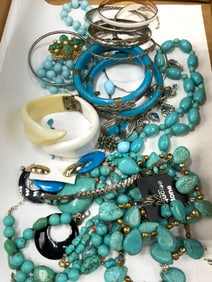 Turquoise & Silver Tone Costume Jewelry Collection with/ Sterling Silver