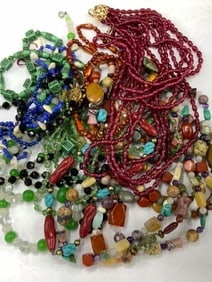 Vintage Glass Bead Necklace Grouping, Poured Glass, Czech Etc.
