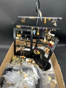 Large Mixed Vintage Costume Jewelry Lot w/ Stands - Givenchy, Jan Michaels, Napier, Coro, Sarah Cov