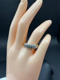14K White and Yellow Gold Ring with Small Diamonds