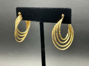 14K Yellow Gold Multi-Hoop Pierced Earrings
