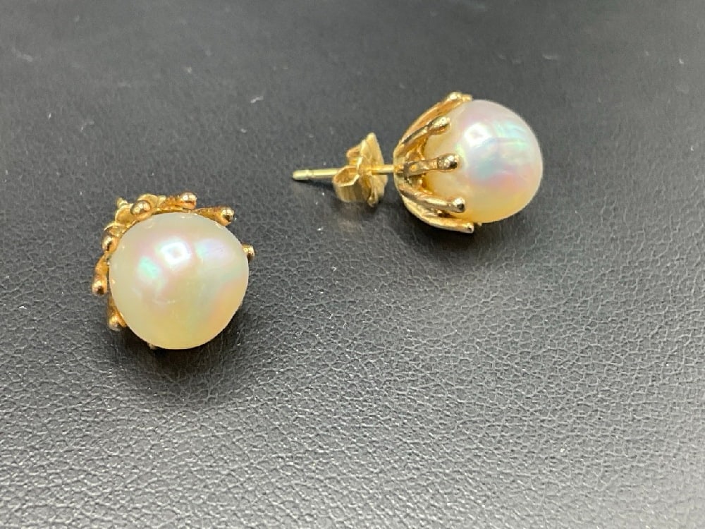14K Yellow Gold Pearl Earrings (1 of 3)