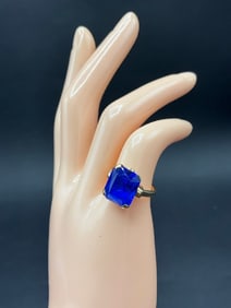 14K Yellow Gold Setting w/ Blue Stone - As Is