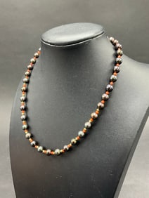 14K Gold Coral and Tahitian Pearl Necklace