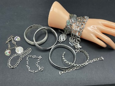 Eleven (11) Vintage Sterling Silver Bracelets