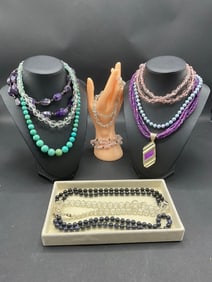 Gemstone and Crystal w/ Sterling Silver Jewelry Lot