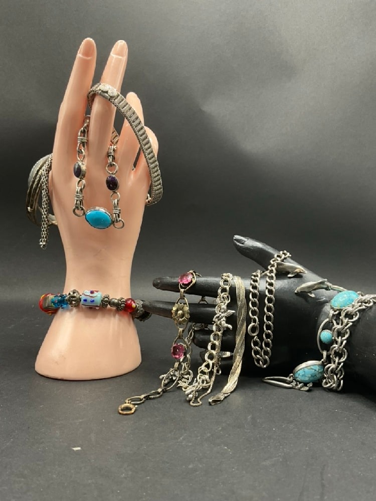 Compiled Sterling Silver Bracelet Grouping - 210.6 Grams - Simmons, KDN, Silpada (1 of 5)