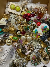 Large Group Vintage Clip On Costume Jewelry Earrings