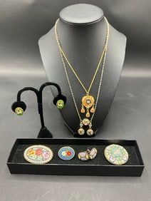 Compiled Vintage Italian Micro-Mosaic Jewelry Group