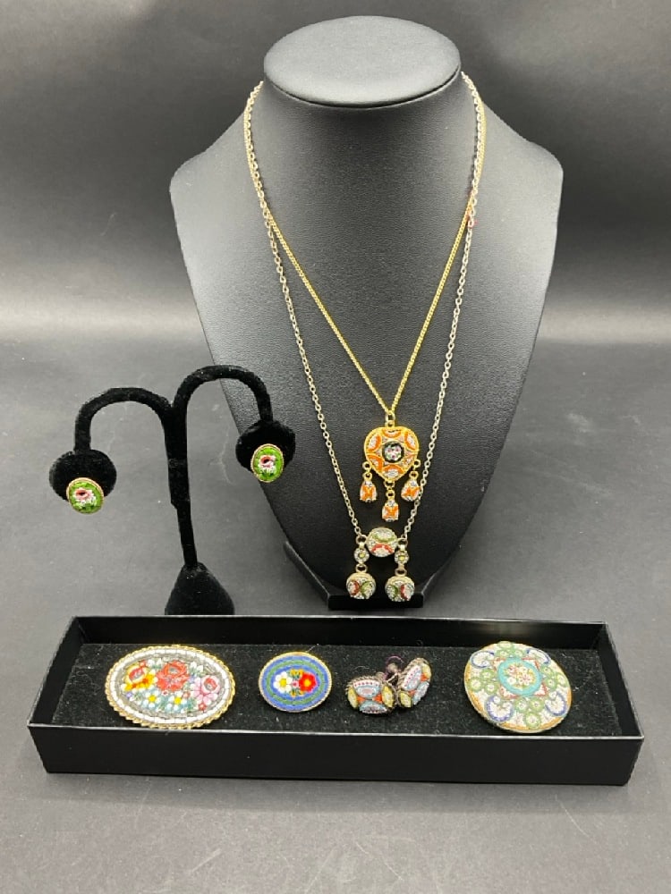Compiled Vintage Italian Micro-Mosaic Jewelry Group (1 of 6)