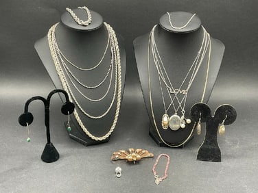 Sterling Silver Necklaces, Earrings and Bracelets