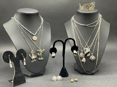 Sterling Silver Necklaces, Earrings, and Bracelet