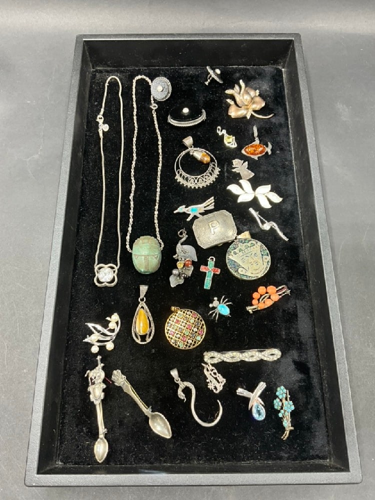 Sterling Pins/Pendants, Sterling/18K Belt Buckle (1 of 4)