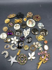 Estate Costume Pin/ Earring Lot