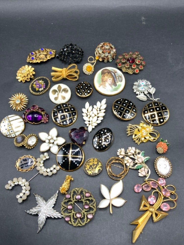 Estate Costume Pin/ Earring Lot (1 of 18)