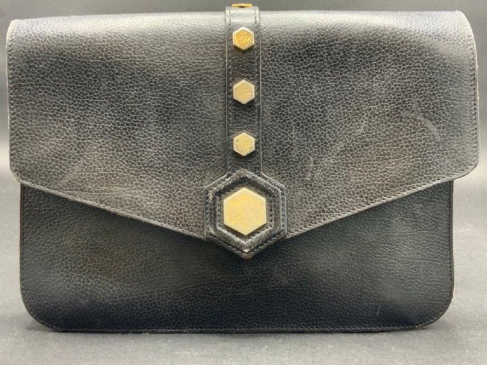Revillon Paris Made in France Black Leather Handbag (1 of 4)