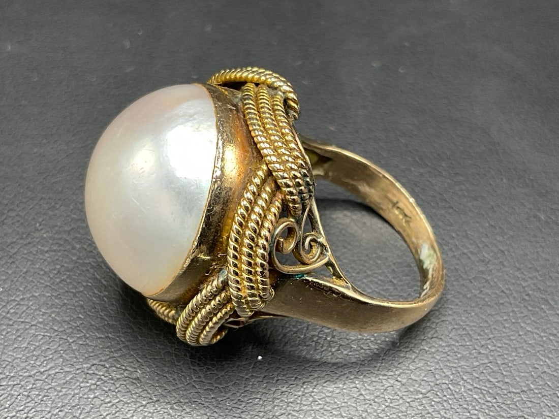 14K Yellow Gold Mabe Pearl Cocktail Ring (1 of 7)
