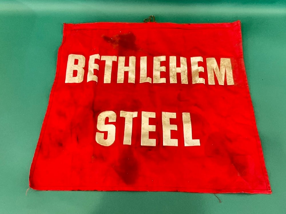 Vintage Bethlehem Steel Red Safety Flag: Bethlehem Steel Red Safety Flag. Pennsylvania. Dimensions: 23” x 23”