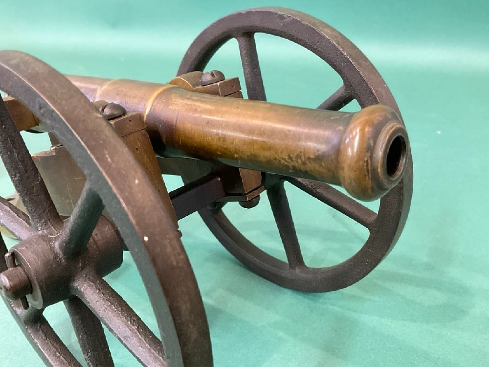 Small 19th C Breech Loading Bronze Model Cannon - 4