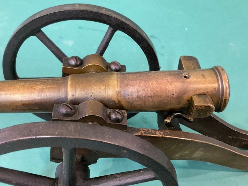 Small 19th C Breech Loading Bronze Model Cannon - 6