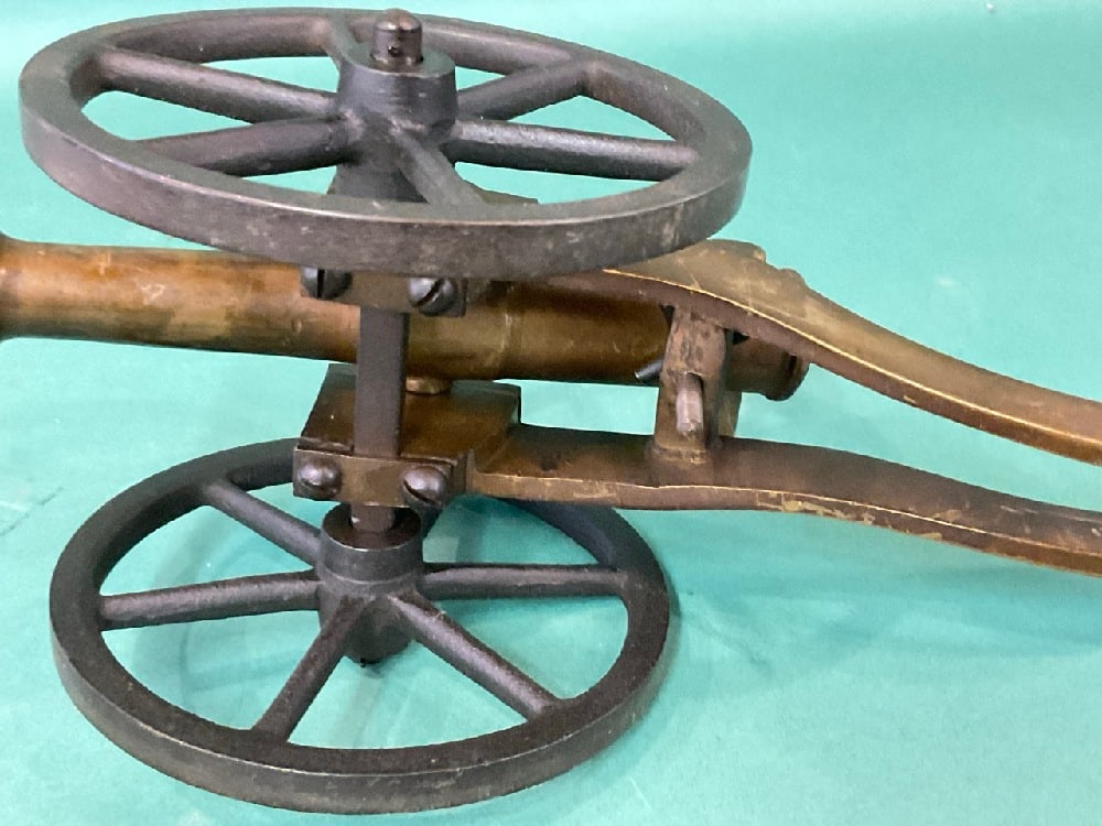 Small 19th C Breech Loading Bronze Model Cannon - 7
