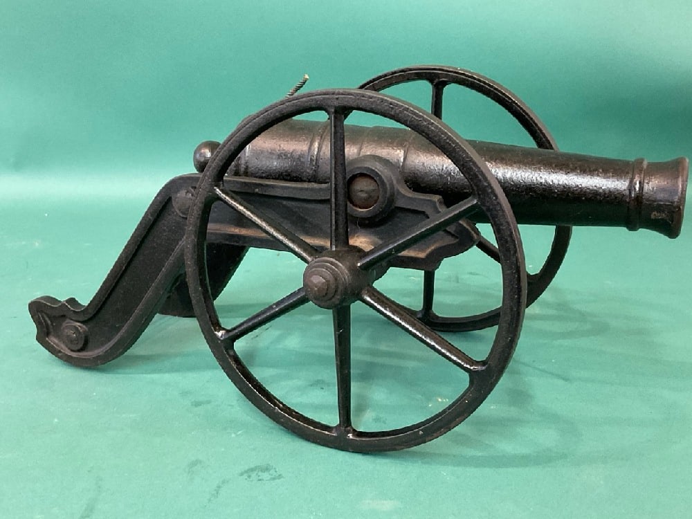 Cast Iron J and E Steven’s Toy Cannon 15?? L, 11?? Tube, 7?? Wheels (1 of 6)