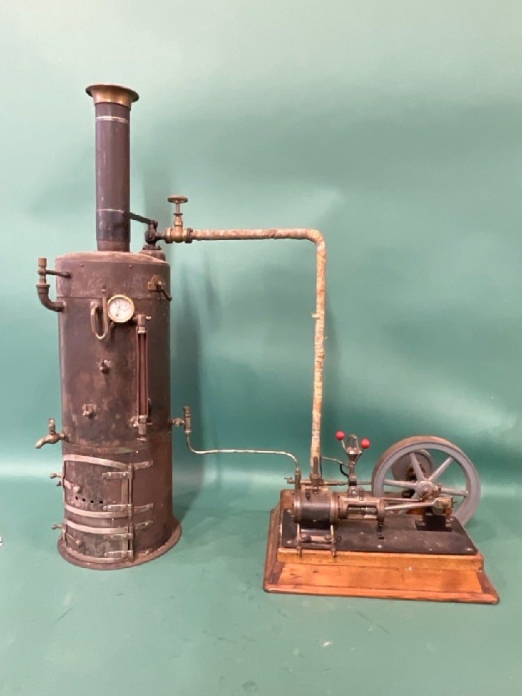 Huge Antique TOY steam Engine and Boiler Unmarked Probably German (1 of 8)