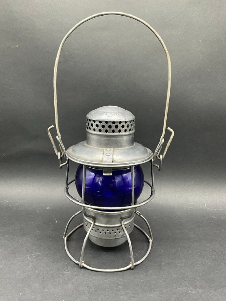 Vintage Adlake Kerosene Lantern - Cobalt Blue Shade (1 of 4)