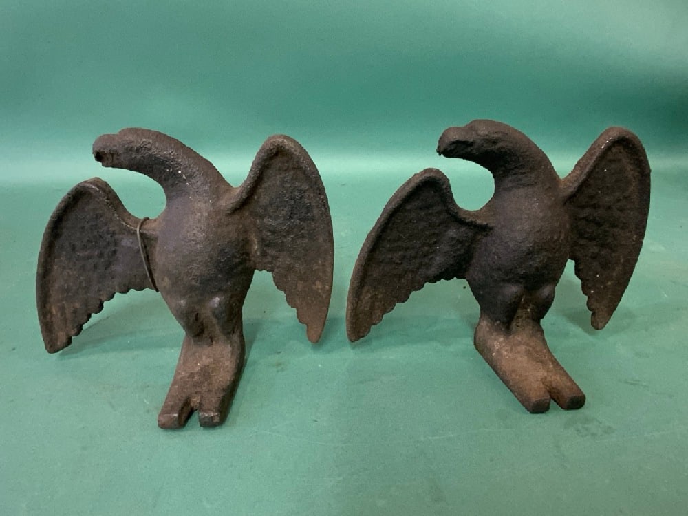 Pair of Antique Cast Iron Snow Eagles (1 of 3)