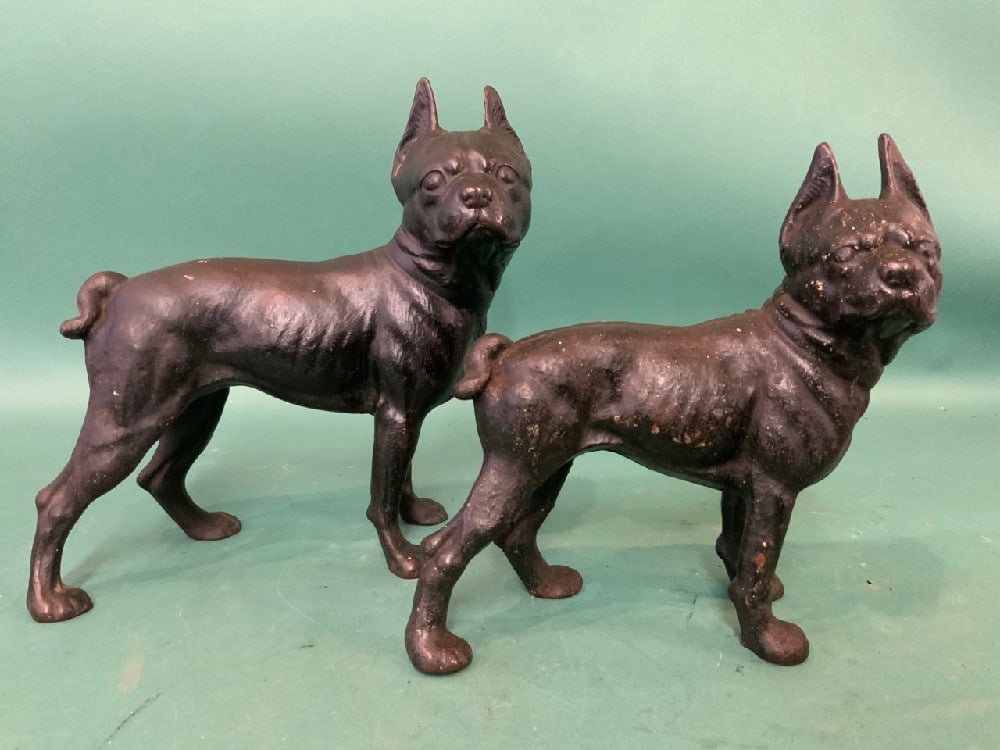 Pair of Cast Iron Boston Terrier Door Stops (1 of 4)