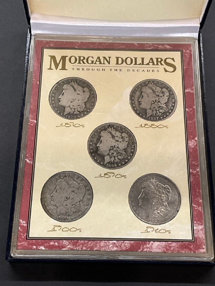 5 Morgan Silver Dollars From Each Decade (1 of 2)