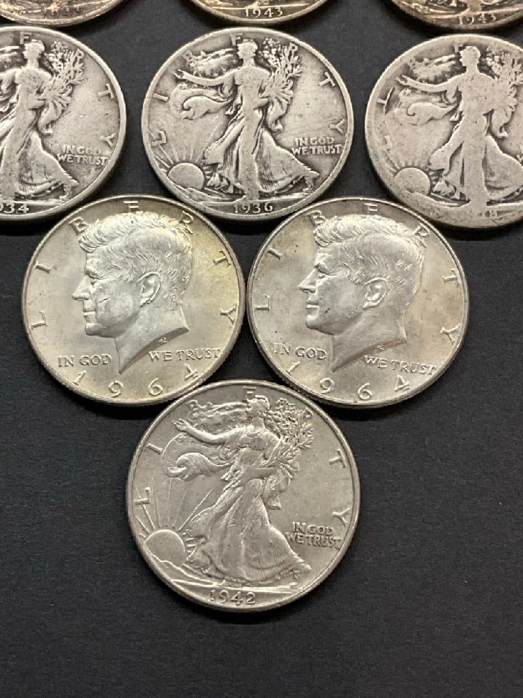 $9.00 Face Value 90% Silver US Half Dollars - 2