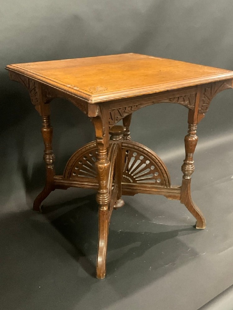 Fancy Victorian Square Oak Parlor Table (1 of 4)