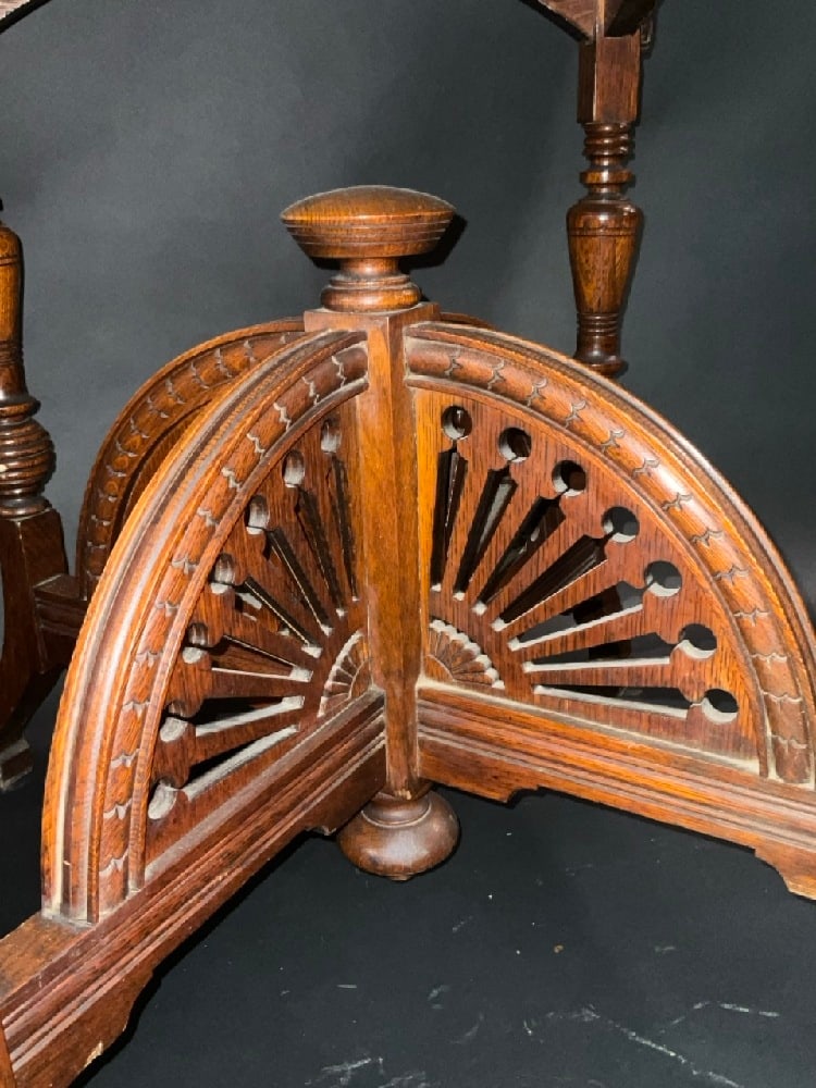 Fancy Victorian Square Oak Parlor Table - 2