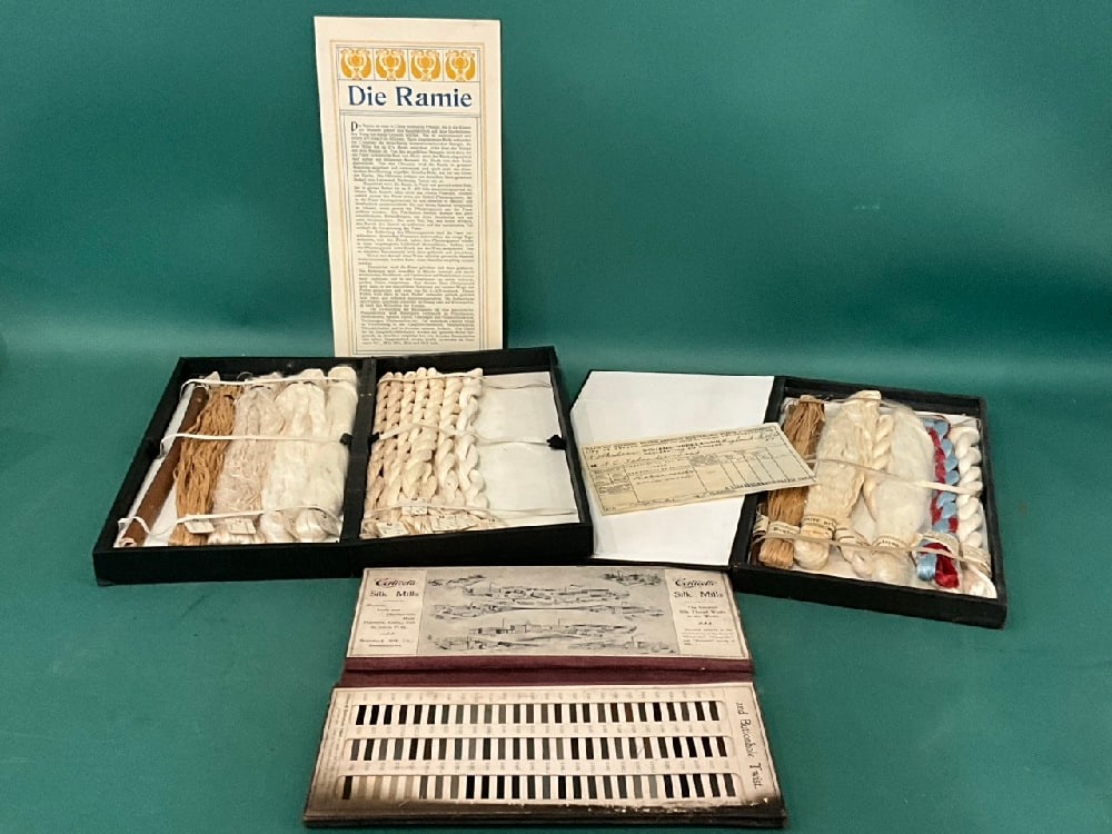 Vintage Boxed Silk Swatch Samples- Corticelli: Vintage Boxed Silk and Cotton Swatch Samples-Three boxes total.