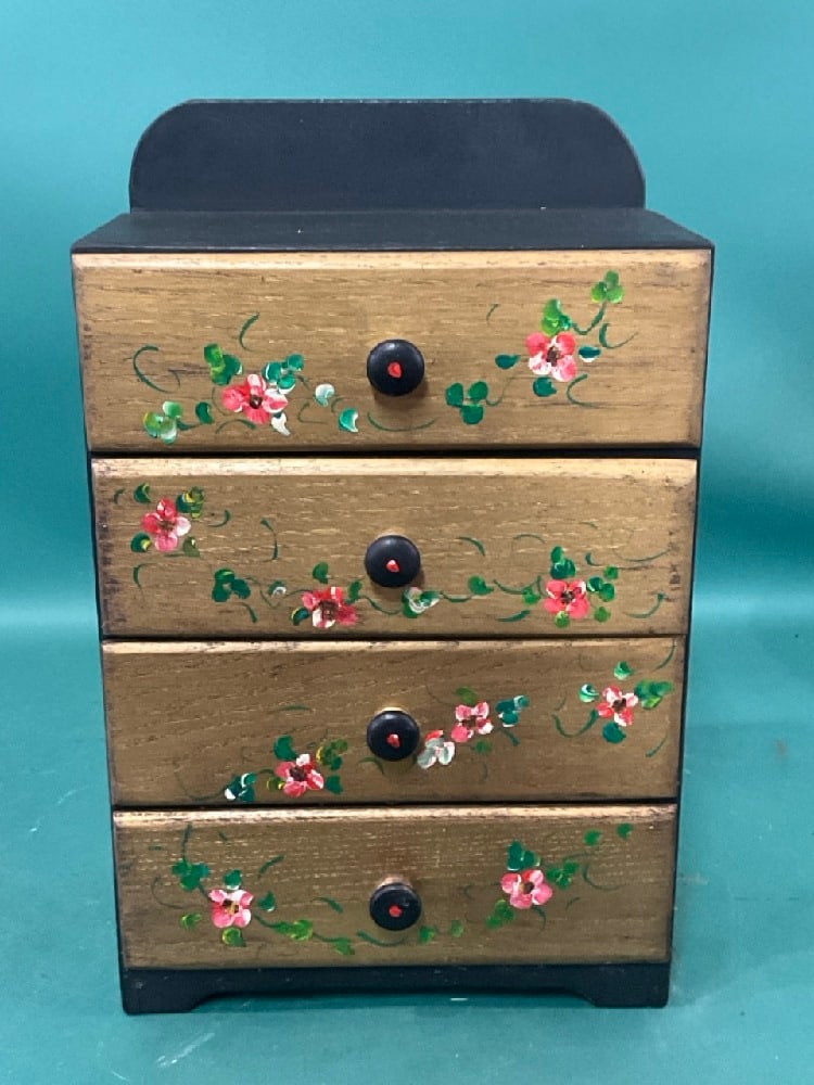 Vintage Hand Painted Miniature Doll Size Dresser or Jewelry Chest (1 of 4)