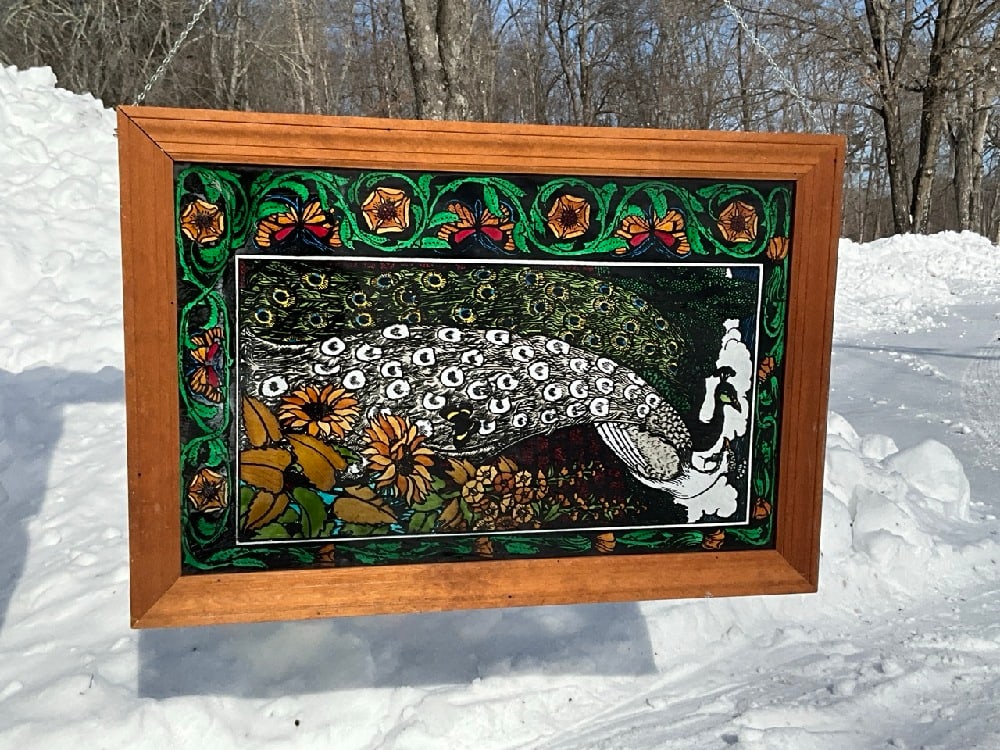 Stained Glass Framed Peacock (1 of 4)
