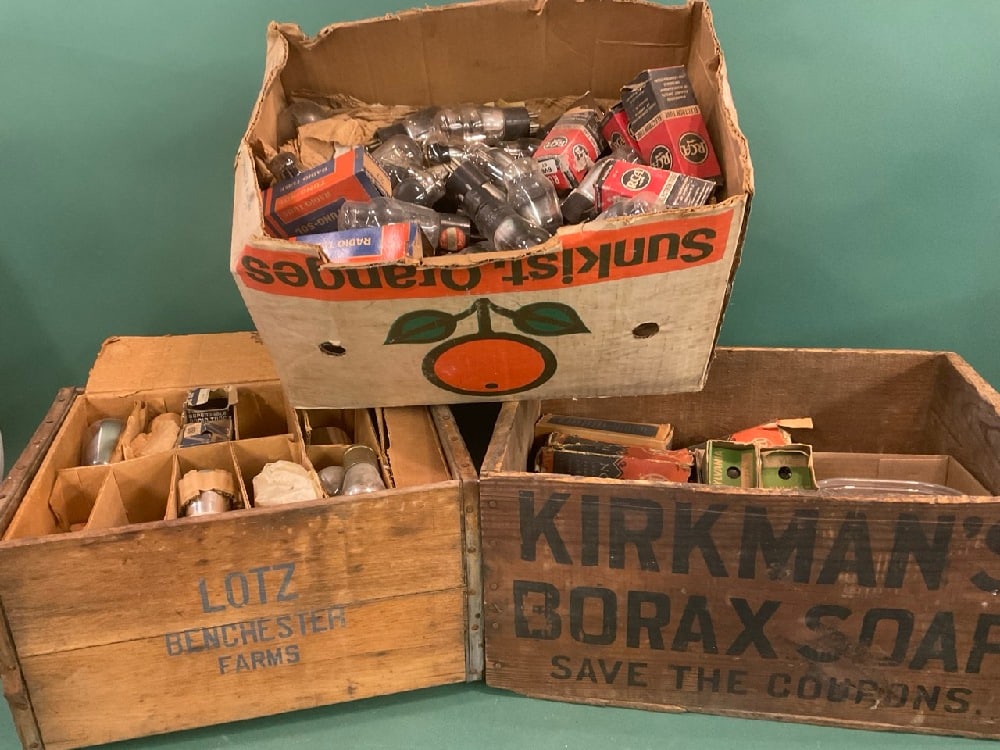 (3) Two Boxes/Crate Old Radio Tubes (1 of 5)
