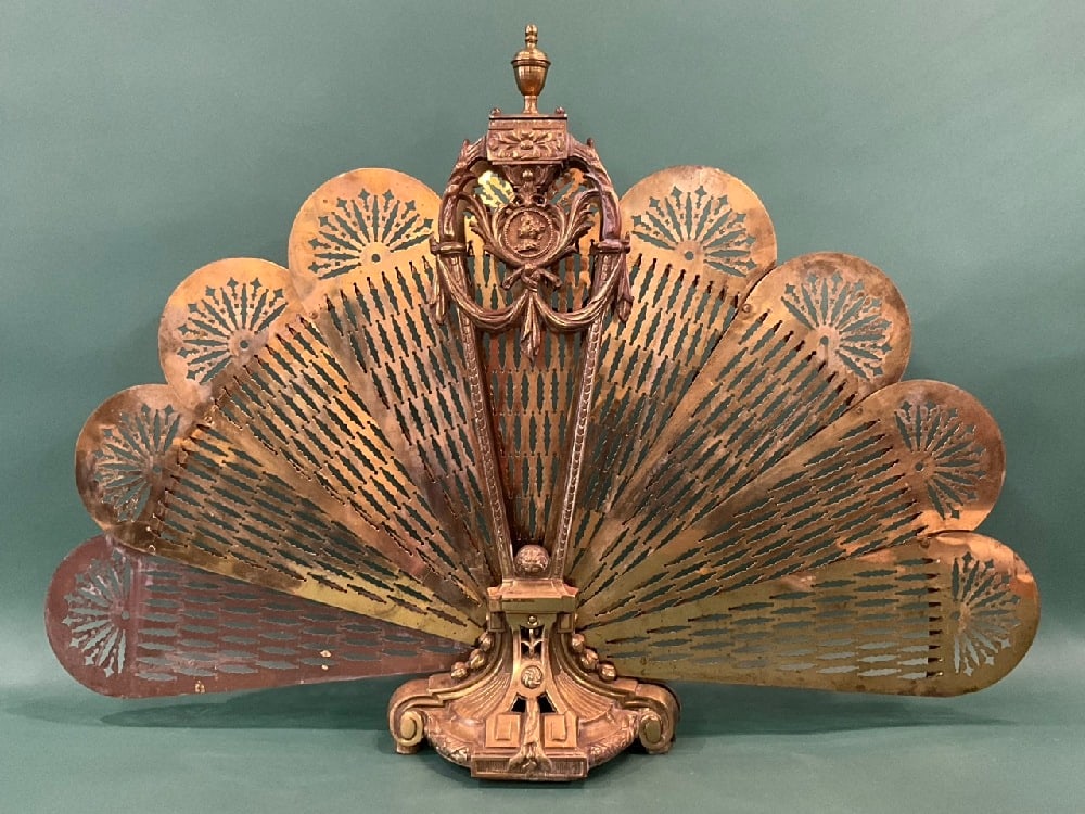 Early 1900’s Brass Peacock Folding Fireplace Screen (1 of 6)
