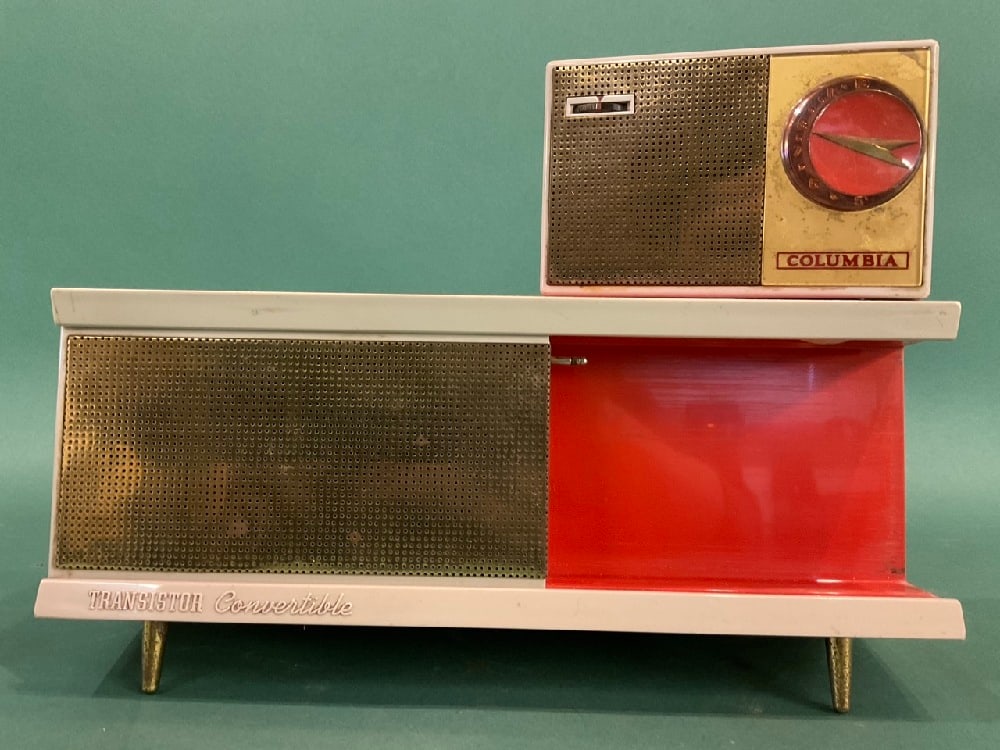 1950’s Columbia Transistor Convertible Radio: 1950’s Columbia Transistor Convertible Radio. Untested. Dimensions: 4 3/4” x 10” x 3 3/4”